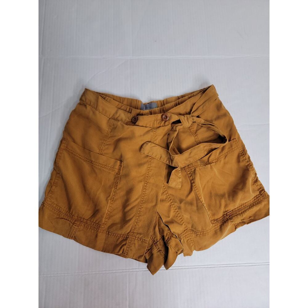 Anthropologie Faux Wrap Cargo Shorts Size Large Elastic Waist High Rise Beachy